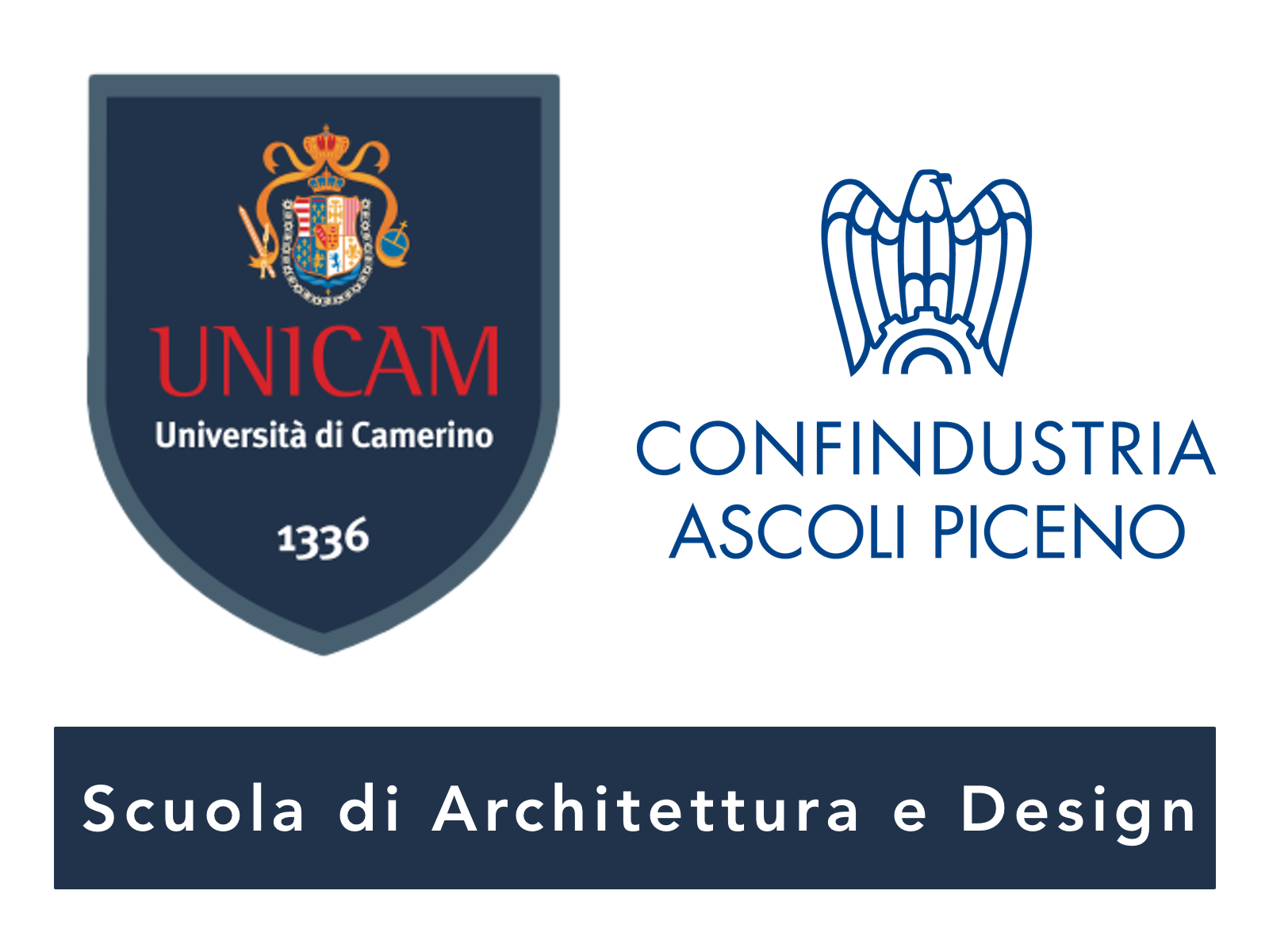 Logo Università degli studi di UNICAM e Confindustria Ascoli Piceno